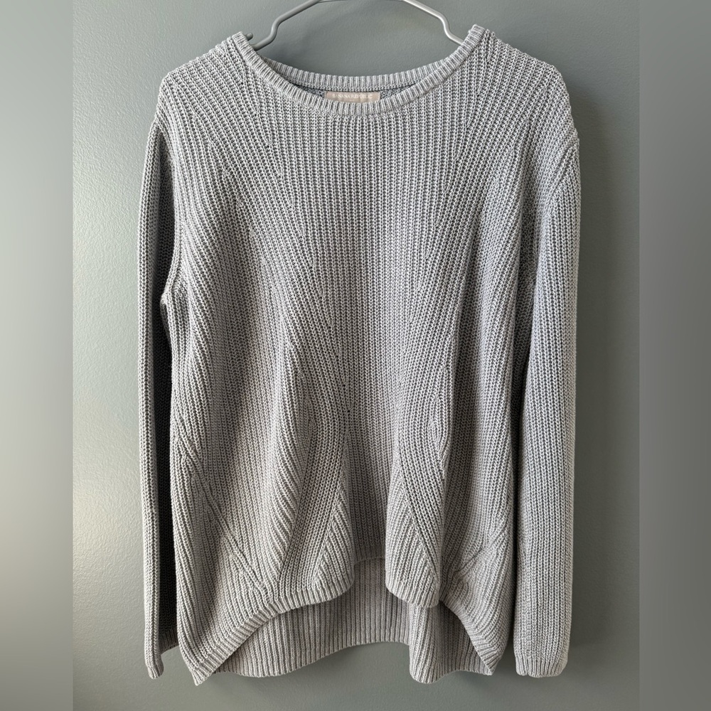 Banana Republic Cotton Light Gray Knit Sweater